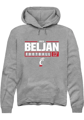 Joey Beljan  Rally Cincinnati Bearcats Mens Graphite NIL Stacked Box Long Sleeve Hoodie