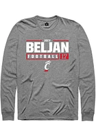 Joey Beljan  Cincinnati Bearcats Graphite Rally NIL Stacked Box Long Sleeve T Shirt