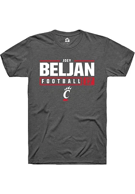 Joey Beljan  Cincinnati Bearcats Dark Grey Rally NIL Stacked Box Short Sleeve T Shirt