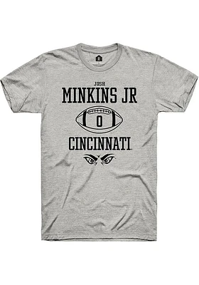 Josh Minkins Jr  Cincinnati Bearcats Ash Rally NIL Sport Icon Short Sleeve T Shirt