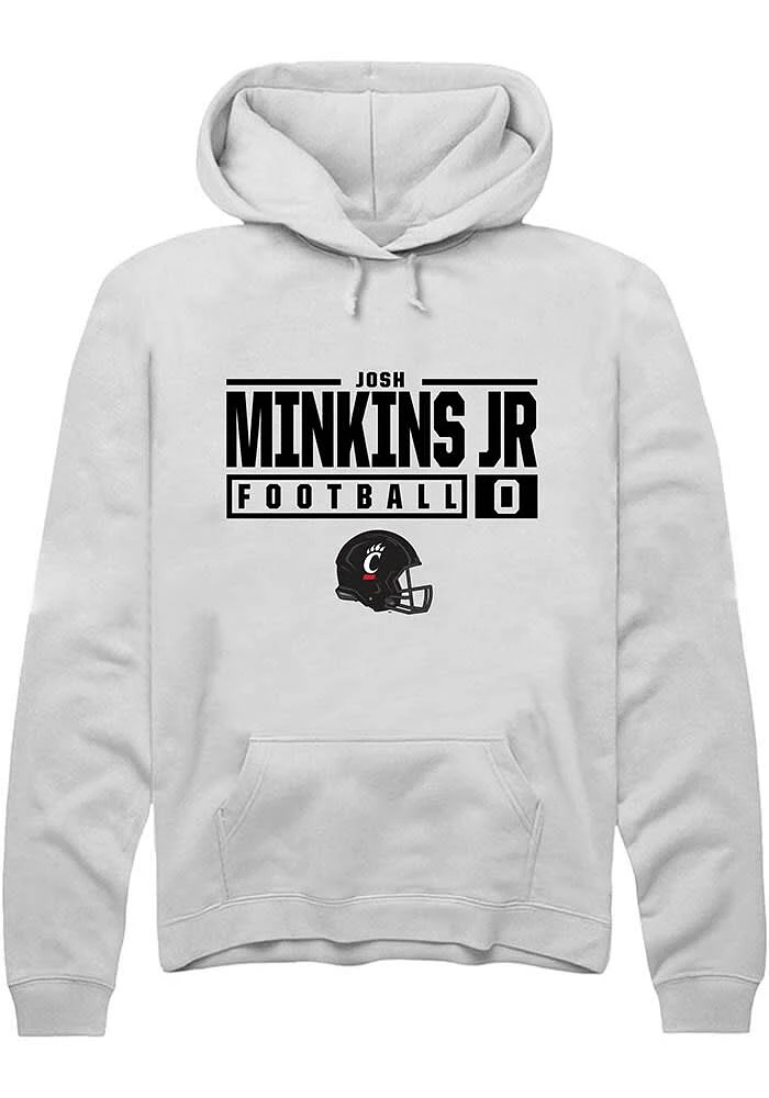 Josh Minkins Jr Rally Cincinnati Bearcats Mens NIL Stacked Box Long Sleeve Hoodie