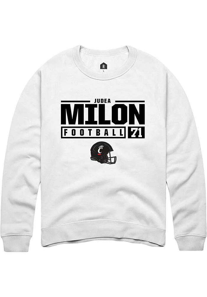 Judea Milon Rally Mens Cincinnati Bearcats NIL Stacked Box Crew Sweatshirt