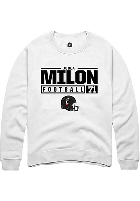 Judea Milon Rally Cincinnati Bearcats Mens NIL Stacked Box Long Sleeve Crew Sweatshirt