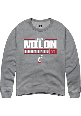 Judea Milon  Rally Cincinnati Bearcats Mens Graphite NIL Stacked Box Long Sleeve Crew Sweatshirt