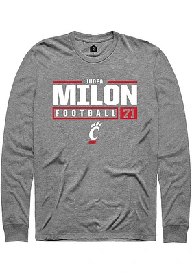 Judea Milon  Cincinnati Bearcats Graphite Rally NIL Stacked Box Long Sleeve T Shirt