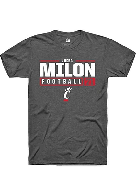 Judea Milon  Cincinnati Bearcats Dark Grey Rally NIL Stacked Box Short Sleeve T Shirt