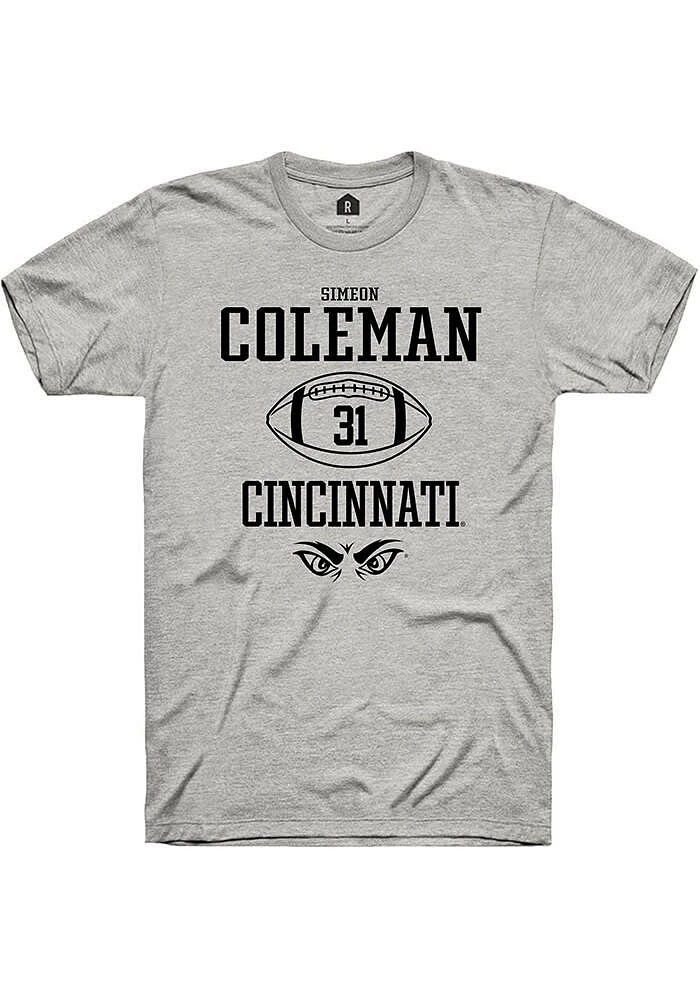 Simeon Coleman  Cincinnati Bearcats Ash Rally NIL Sport Icon Short Sleeve T Shirt