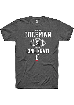 Simeon Coleman  Cincinnati Bearcats Dark Grey Rally NIL Sport Icon Short Sleeve T Shirt