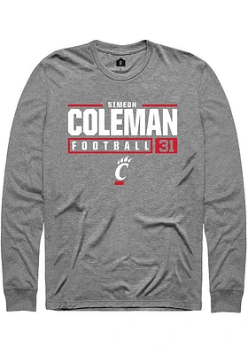 Simeon Coleman  Cincinnati Bearcats Graphite Rally NIL Stacked Box Long Sleeve T Shirt