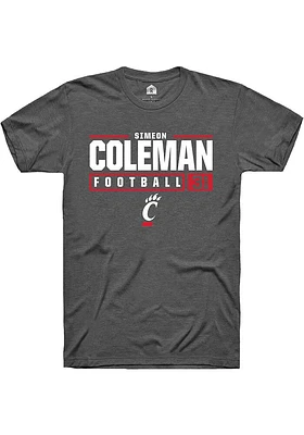 Simeon Coleman  Cincinnati Bearcats Dark Grey Rally NIL Stacked Box Short Sleeve T Shirt