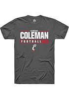 Simeon Coleman  Cincinnati Bearcats Dark Grey Rally NIL Stacked Box Short Sleeve T Shirt