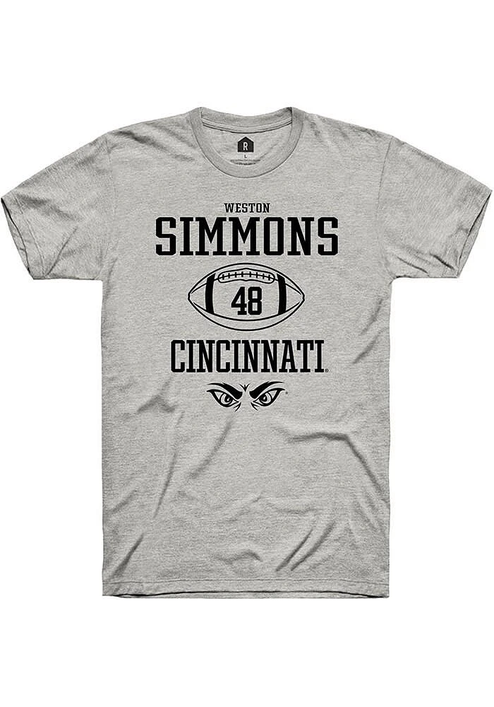 Weston Simmons  Cincinnati Bearcats Ash Rally NIL Sport Icon Short Sleeve T Shirt