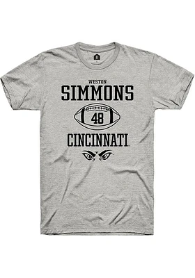 Weston Simmons  Cincinnati Bearcats Ash Rally NIL Sport Icon Short Sleeve T Shirt