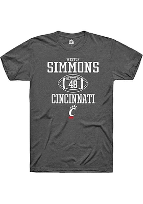 Weston Simmons  Cincinnati Bearcats Dark Grey Rally NIL Sport Icon Short Sleeve T Shirt