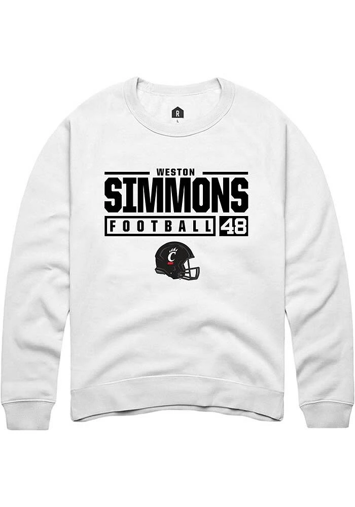 Weston Simmons Rally Cincinnati Bearcats Mens NIL Stacked Box Long Sleeve Crew Sweatshirt