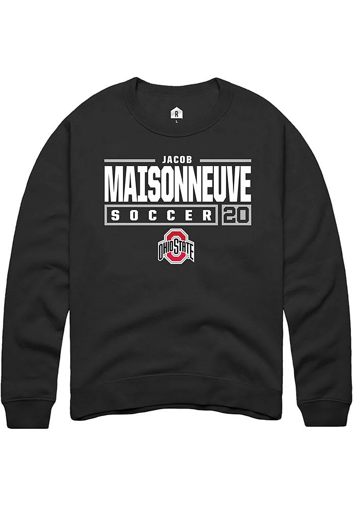 Jacob Maisonneuve Rally Ohio State Buckeyes Mens NIL Stacked Box Long Sleeve Crew Sweatshirt