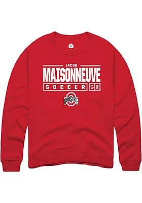 Jacob Maisonneuve  Rally Ohio State Buckeyes Mens Red NIL Stacked Box Long Sleeve Crew Sweatshirt