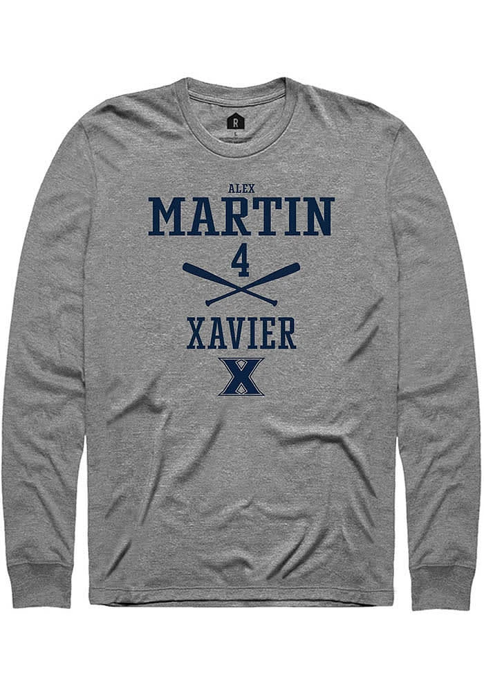 Alex Martin Xavier Musketeers Graphite Rally NIL Sport Icon Long Sleeve T Shirt