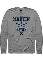 Alex Martin  Xavier Musketeers Graphite Rally NIL Sport Icon Long Sleeve T Shirt