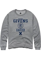 MacKenzie Givens  Rally Xavier Musketeers Mens Graphite NIL Sport Icon Long Sleeve Crew Sweatshirt
