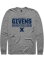MacKenzie Givens  Xavier Musketeers Graphite Rally NIL Stacked Box Long Sleeve T Shirt