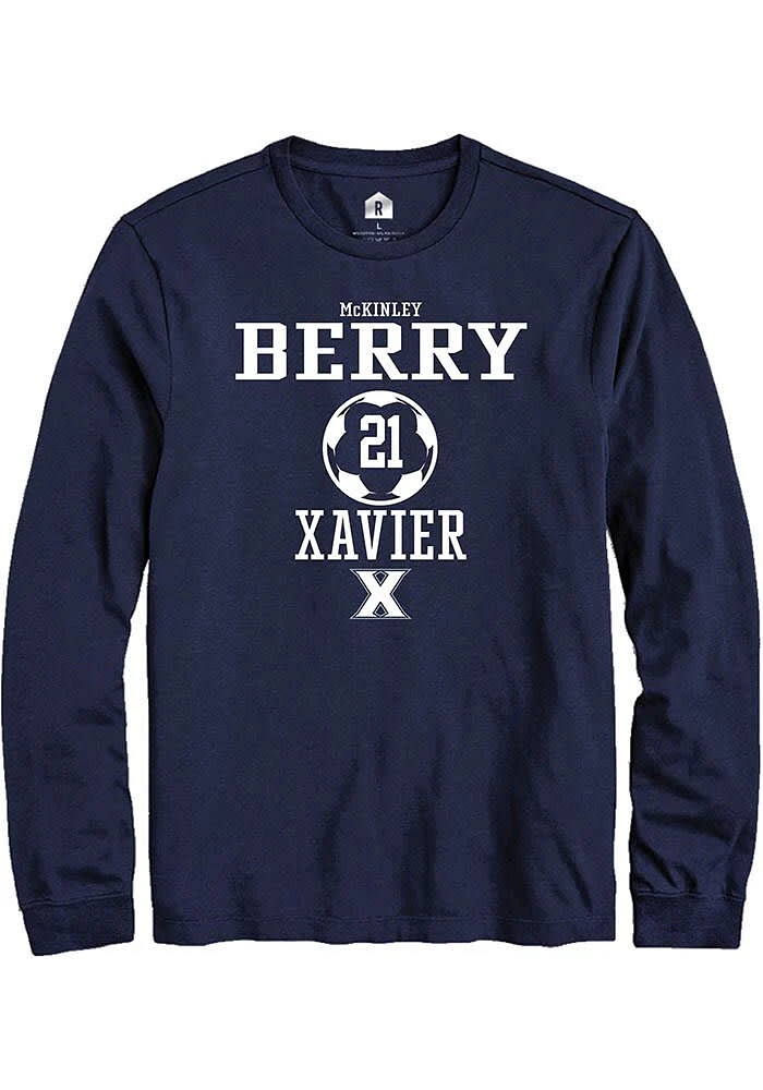 McKinley Berry  Xavier Musketeers Navy Blue Rally NIL Sport Icon Long Sleeve T Shirt