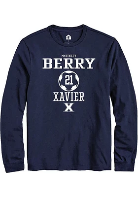 McKinley Berry  Xavier Musketeers Navy Blue Rally NIL Sport Icon Long Sleeve T Shirt