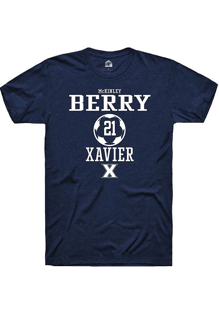 McKinley Berry  Xavier Musketeers Navy Blue Rally NIL Sport Icon Short Sleeve T Shirt