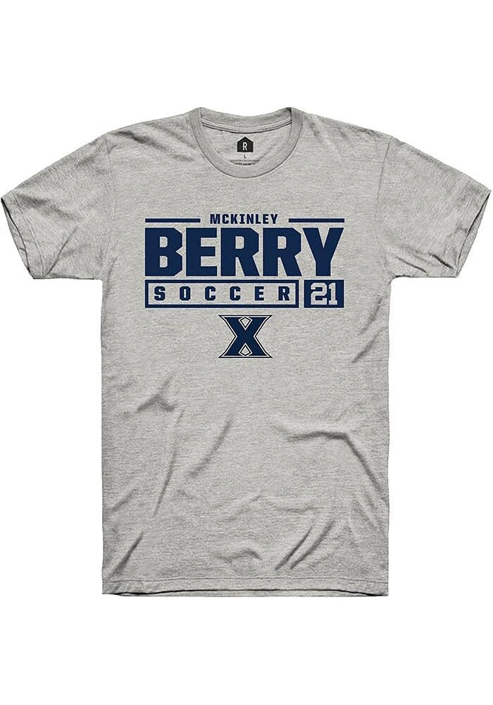 McKinley Berry  Xavier Musketeers Ash Rally NIL Stacked Box Short Sleeve T Shirt