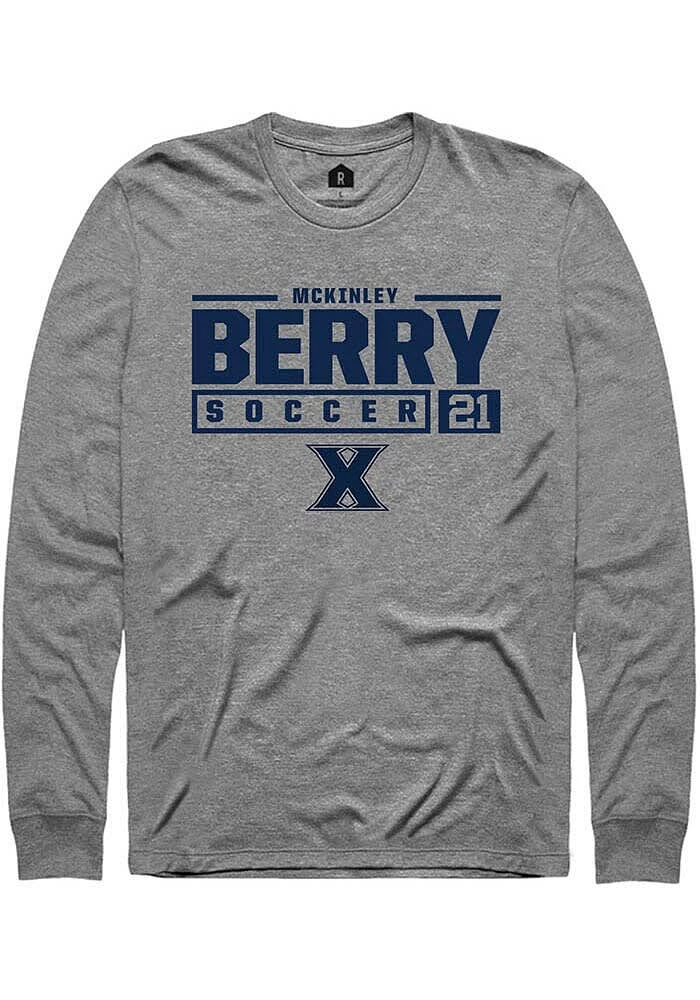 McKinley Berry  Xavier Musketeers Graphite Rally NIL Stacked Box Long Sleeve T Shirt