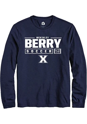 McKinley Berry  Xavier Musketeers Navy Blue Rally NIL Stacked Box Long Sleeve T Shirt