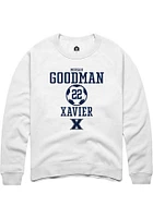 Morgan Goodman  Rally Xavier Musketeers Mens White NIL Sport Icon Long Sleeve Crew Sweatshirt