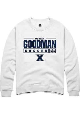 Morgan Goodman  Rally Xavier Musketeers Mens White NIL Stacked Box Long Sleeve Crew Sweatshirt