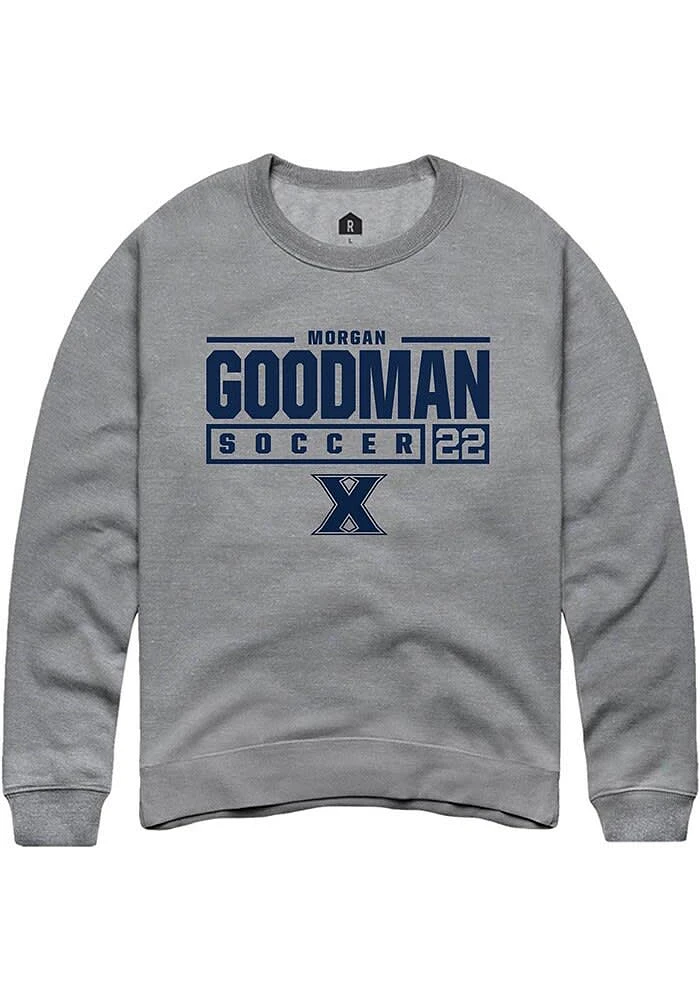 Morgan Goodman  Rally Xavier Musketeers Mens Graphite NIL Stacked Box Long Sleeve Crew Sweatshir..