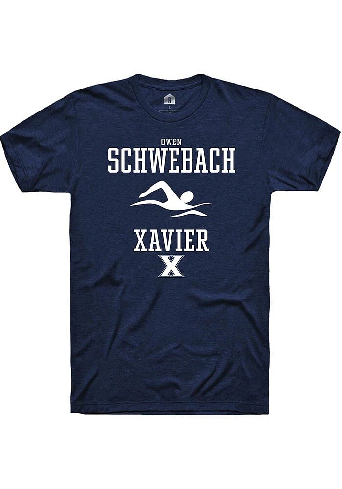 Owen Schwebach  Xavier Musketeers Navy Blue Rally NIL Sport Icon Short Sleeve T Shirt
