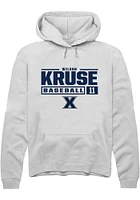 Wilson Kruse  Rally Xavier Musketeers Mens White NIL Stacked Box Long Sleeve Hoodie