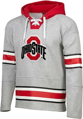 Ohio State Buckeyes Mens Grey Hockey Long Sleeve Hoodie