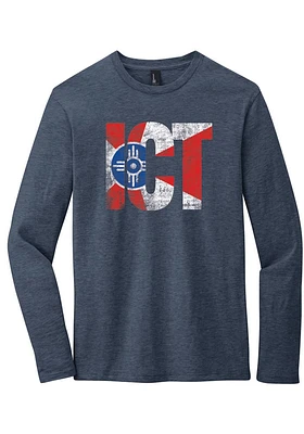 Wichita Navy Blue City Flag ICT Long Sleeve T Shirt