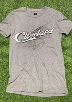 Rally Cleveland Grey Wordmark Over City Map Short Sleeve Fashion T Shirt