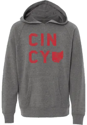 Rally Cincinnati Youth Grey State Home Long Sleeve Hoodie