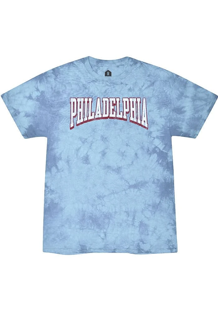 Rally Philadelphia Light Blue Retro Script Short Sleeve T Shirt