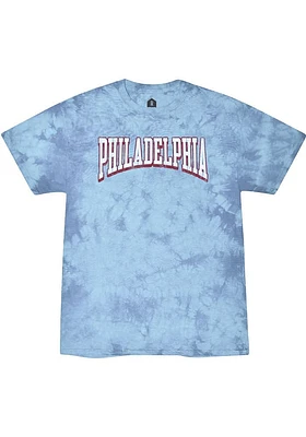 Rally Philadelphia Light Blue Retro Script Short Sleeve T Shirt