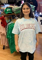 Rally Philadelphia Light Blue Retro Script Short Sleeve T Shirt