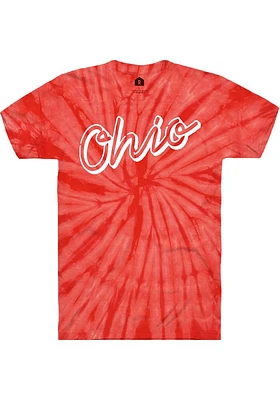 Rally Ohio Womens Red Retro Script Short Sleeve T-Shirt