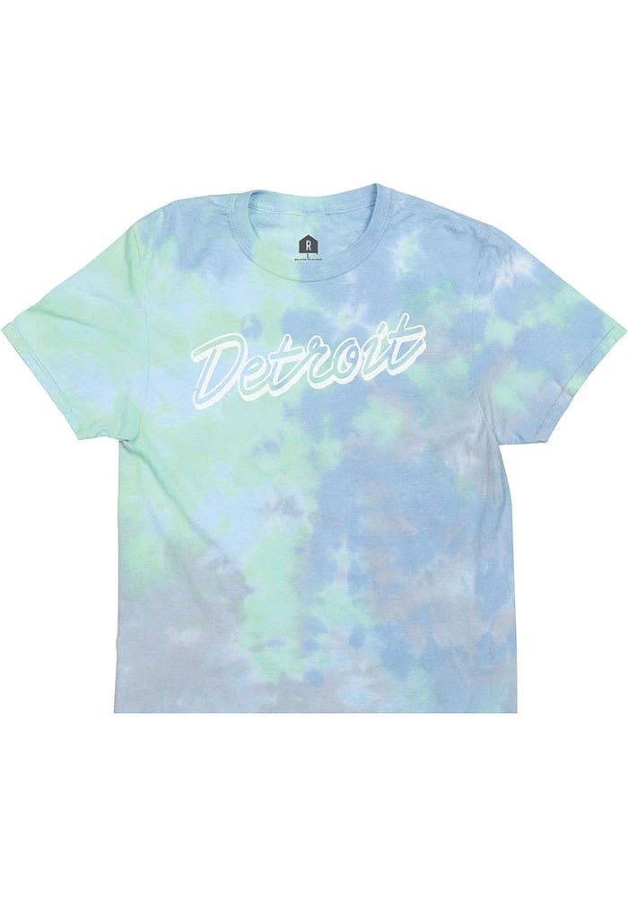 Rally Detroit Womens Green Retro Script Short Sleeve T-Shirt