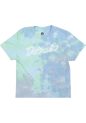 Rally Detroit Womens Green Retro Script Short Sleeve T-Shirt