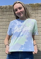 Rally Detroit Womens Green Retro Script Short Sleeve T-Shirt