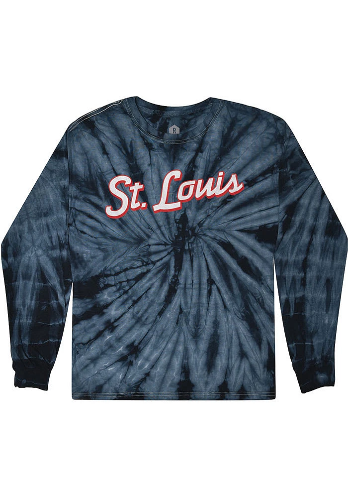 Rally St Louis Womens Navy Blue Retro Script LS Tee