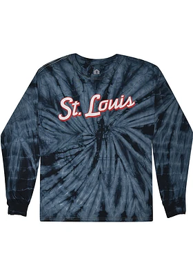 Rally St Louis Womens Navy Blue Retro Script LS Tee