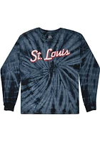 Rally St Louis Womens Navy Blue Retro Script LS Tee